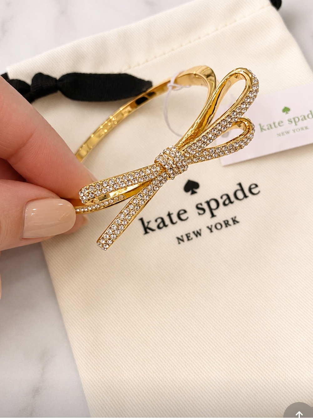 KATE SPADE Sparkling Gold Tied Up Bow Bracelet